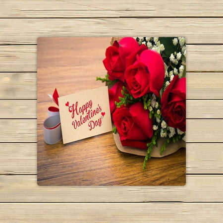 ABPHQTO Happy Valentines Day Roses Wooden Board Wedding Day Towels,Beach Bath Pool Sprot Travel Hand Spa Towel 13x13 Inch