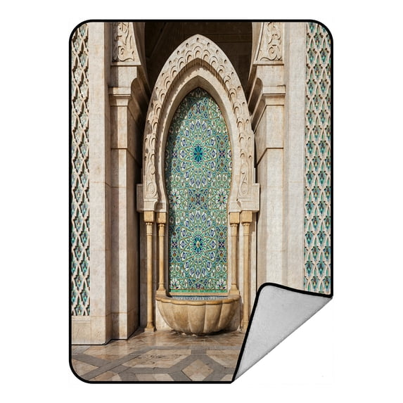 ABPHQTO Hassan Ii Mosque Exterior Casablanca Morocco Fleece Blanket Fleece Back Throw Blanket 58x80 Inch