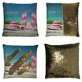 thumbnail image 1 of ABPHQTO Hat Sunglasses Flip Flops Ocean Exuma Bahamas Reversible Mermaid Sequin Pillow Case Home Decor Cushion Cover 16x16 Inch, 1 of 2