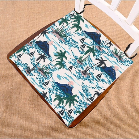 ABPHQTO Hawaii Mountain Sunset Palm Trees Boats Chair Pad Seat Cushion Chair Cushion Floor Cushion Two Sides Printing 18x18 Inch