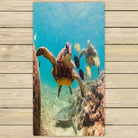 ABPHQTO Hawaiian Green Sea Turtle Cruises In The Warm Waters Towels,Beach Bath Pool Sprot Travel Hand Spa Towel 30x56 Inch
