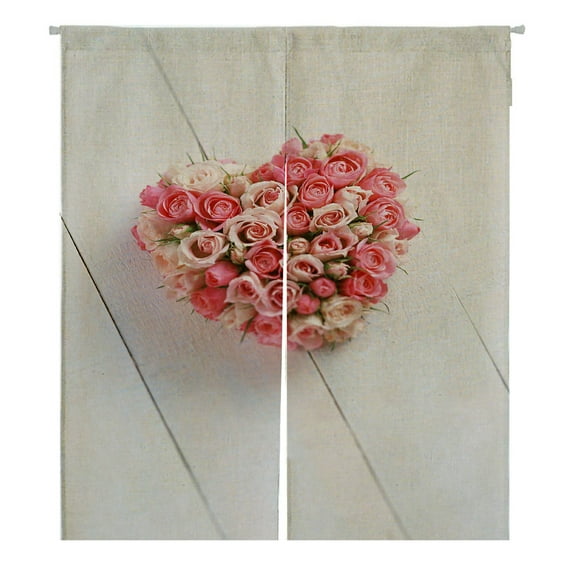 ABPHQTO Heart Desing Love Concept Love Gifts Japanese Noren Curtain Doorway Door Window Treatment Curtains Cotton Linen Curtain 105x120 cm