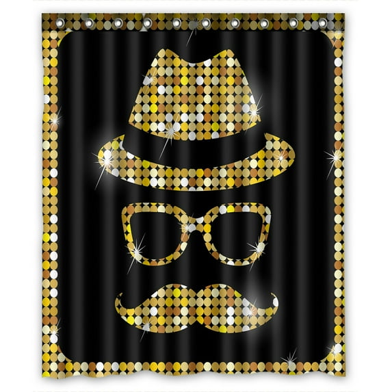 ABPHQTO Hipster Hat Glasses Beard Waterproof Polyester Shower Curtain and Hooks For Home Decor 60x72 Inch