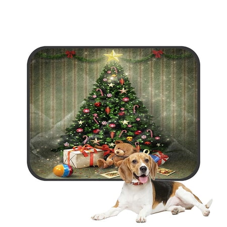 ABPHQTO Holiday Christmas New Year Room Christmas Tree Gifts Pet Dog Cat Bed Pee Pads Mat Cushion Potty Dogsblankets Crate Bed Kennel 28x36 inch