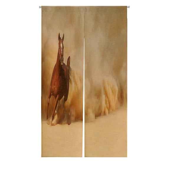 ABPHQTO Horse Running In Desert Japanese Noren Curtain Doorway Door Window Treatment Curtains Cotton Linen Curtain 85x150 cm