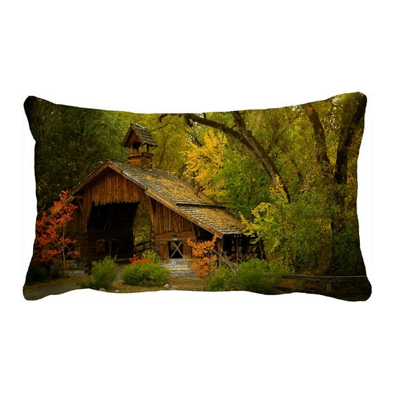 ABPHQTO House In The Woods Pillow Case Pillow Cover Pillow Protector Two Sides For Couch Bed 20x30 Inch