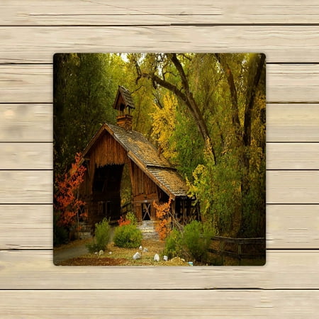 ABPHQTO House In The Woods Towels Beach Bath Pool Sprot Travel Hand Spa Towel 13x13 Inch