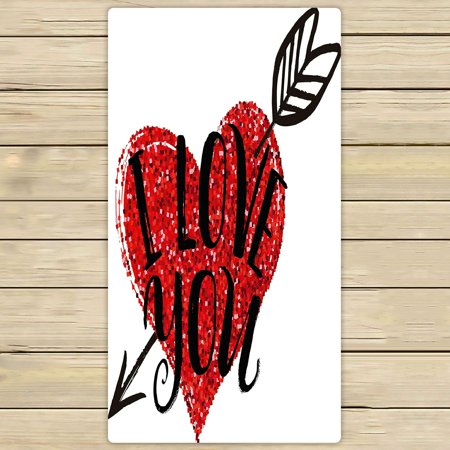 ABPHQTO I Love You Lettering Happy Valentine'S Day Towels Beach Bath Pool Sprot Travel Hand Spa Towel 30x56 Inch