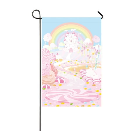 ABPHQTO Illustration Pastel Colored Fairy Kingdom Home Outdoor Garden Flag House Banner Size 12x18 Inch