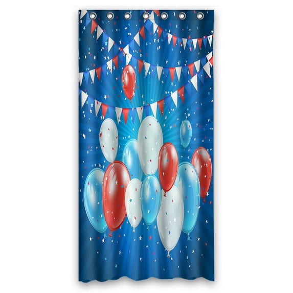 ABPHQTO Independence Day Blue Balloons Pennants Confetti Waterproof Polyester Shower Curtain and Hooks For Home Decor 36x72 Inch