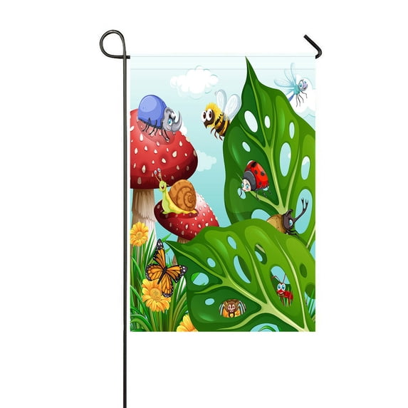 ABPHQTO Insects Flying In The Garden Home Outdoor Garden Flag House Banner Size 12x18 Inch