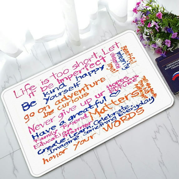 ABPHQTO Inspirational Quotes White Doormat Entrance Rug Area Rug Floor Mat Home Decor 30x18 Inch