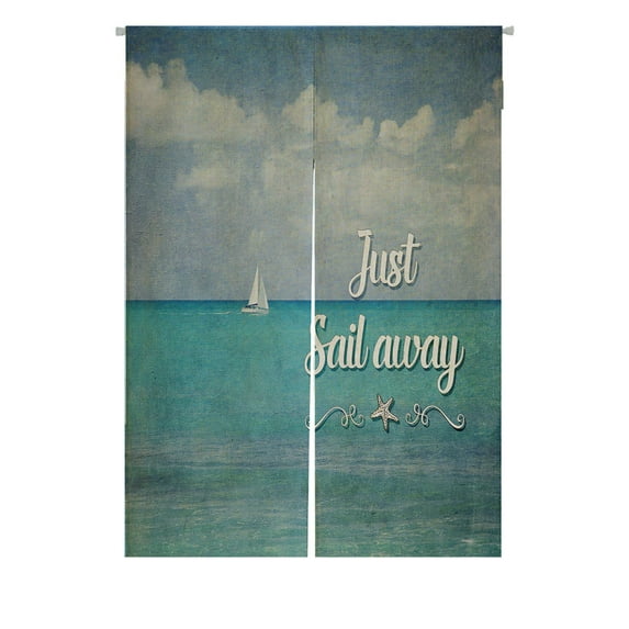 ABPHQTO Inspirational Typo Quote Just Sail Away Japanese Noren Curtain Doorway Door Window Treatment Curtains Cotton Linen Curtain 85x120 cm