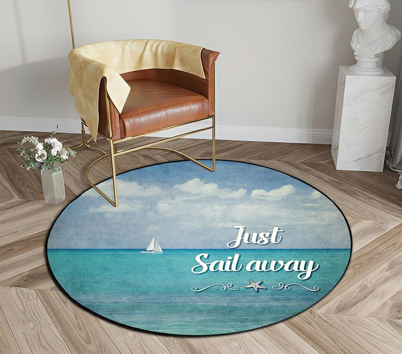 ABPHQTO Inspirational Typo Quote Just Sail Away Round Area Rugs ...