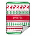 thumbnail image 1 of ABPHQTO Joyeux Noel Card Scandynavian Christmas Pattern Fleece Blanket Fleece Back Throw Blanket 58x80 Inch, 1 of 1