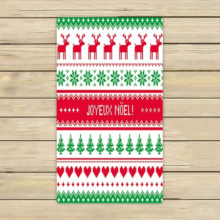 ABPHQTO Joyeux Noel Card Scandynavian Christmas Pattern Towels Beach Bath Pool Sprot Travel Hand Spa Towel 16x28 Inch