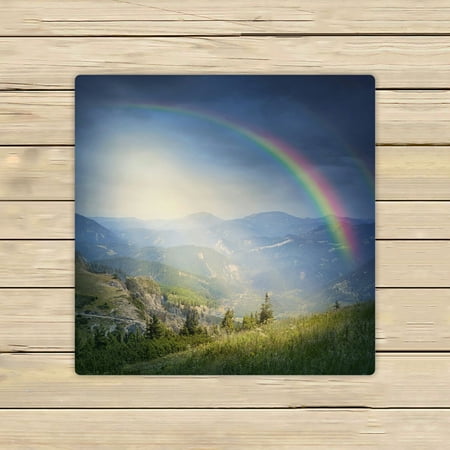 ABPHQTO Landscape With Rainbow And Clouds Towels Beach Bath Pool Sprot Travel Hand Spa Towel 13x13 Inch