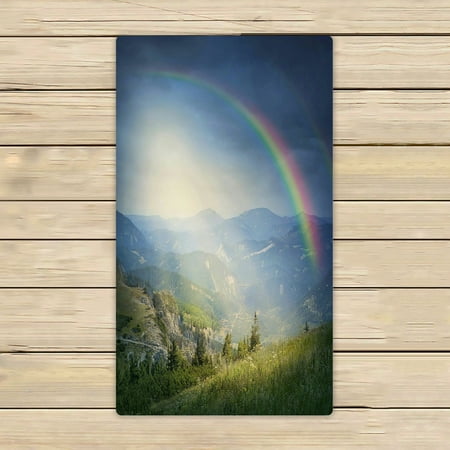 ABPHQTO Landscape With Rainbow And Clouds Towels Beach Bath Pool Sprot Travel Hand Spa Towel 16x28 Inch