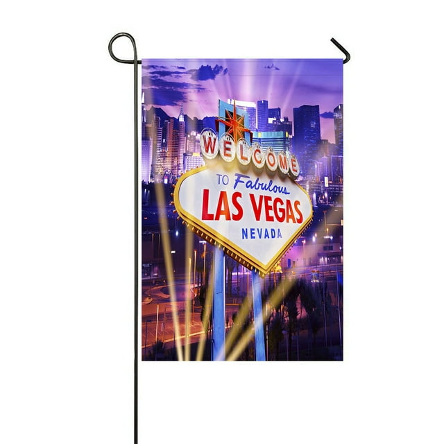 ABPHQTO Las Vegas Showtime Vegas Strip Welcome Sign Home Outdoor Garden Flag House Banner Size 12x18 Inch