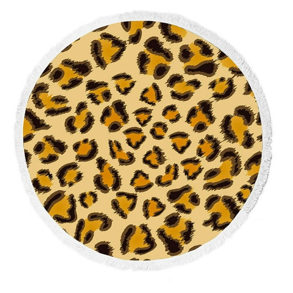 ABPHQTO Leopard Beach Towel Beach Blanket with Tassels Beach Throw Towel Yoga Mat Picnic Blanket