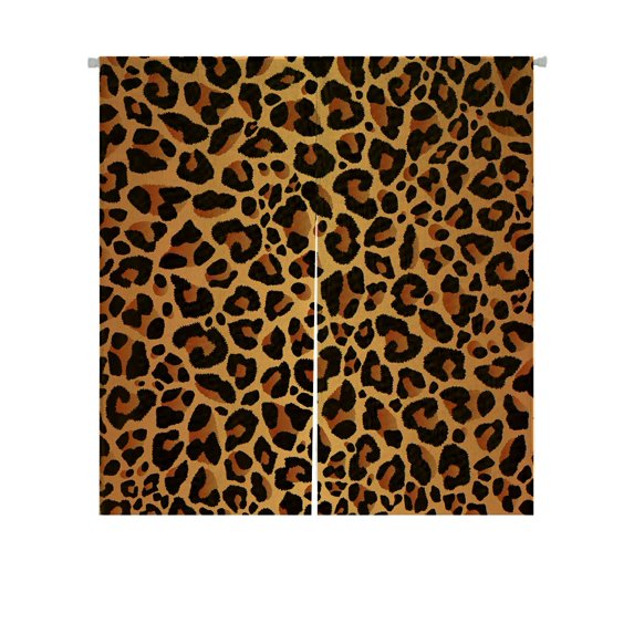 ABPHQTO Leopard Pattern Japanese Noren Curtain Doorway Door Window Treatment Curtains Cotton Linen Curtain 85x90 cm