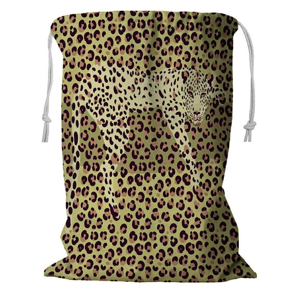 ABPHQTO Leopard Print Silhouette Of The Leopard Storage Basket Laundry Bag with Drawstring 18x24 Inch