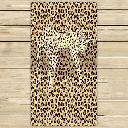 ABPHQTO Leopard Print Silhouette Of The Leopard Towels Beach Bath Pool Sprot Travel Hand Spa Towel 30x56 Inch