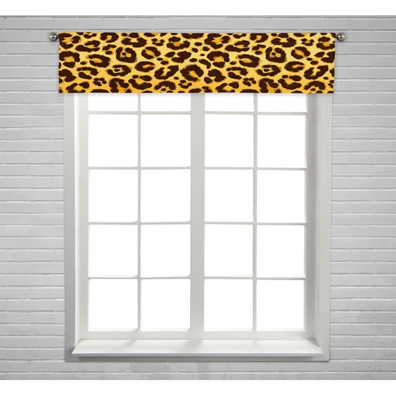ABPHQTO Leopard Skin Window Curtain Valance Rod Pocket 54x12 Inch