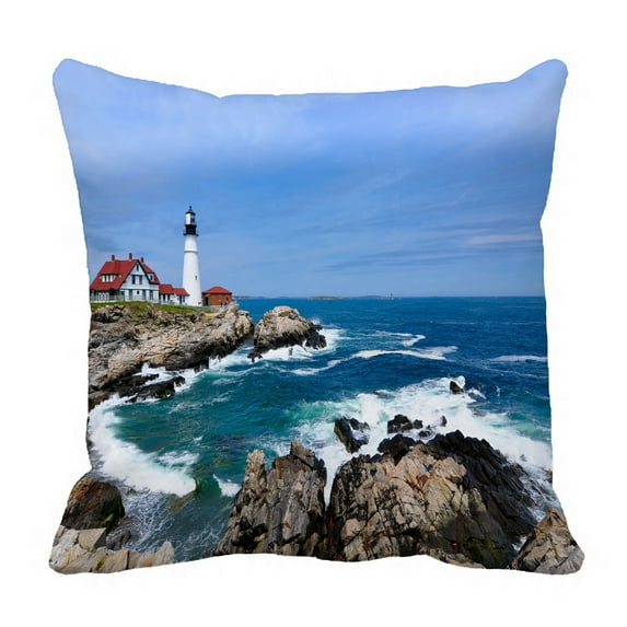 ABPHQTO Lighthouse Ocean Pillow Case Pillow Cover Pillow Protector Two Sides For Couch Bed 16x16 Inch