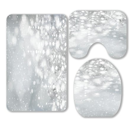 ABPHQTO Lights Stars Gray 3 Piece Bathroom Rugs Set Bath Rug Contour Mat and Toilet Lid Cover