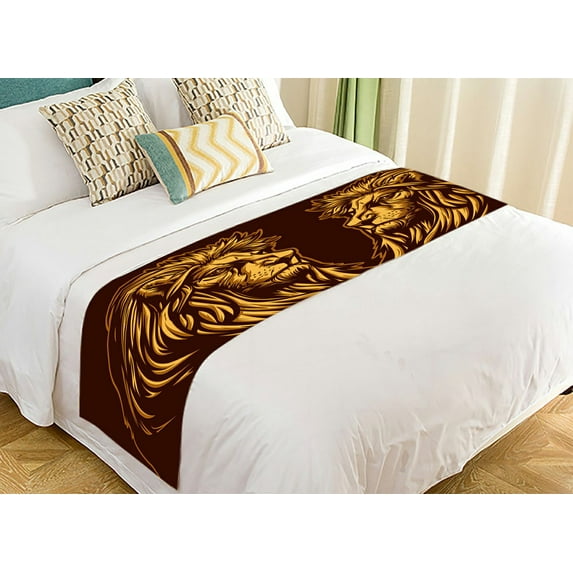 ABPHQTO Lion Bed Runner Bedding Scarf Bed Decoration 20x95 inch