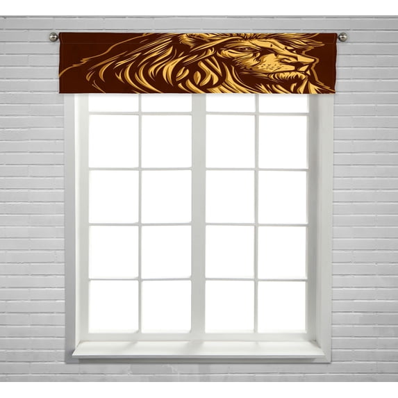 ABPHQTO Lion Window Curtain Valance Rod Pocke 54x12 Inch