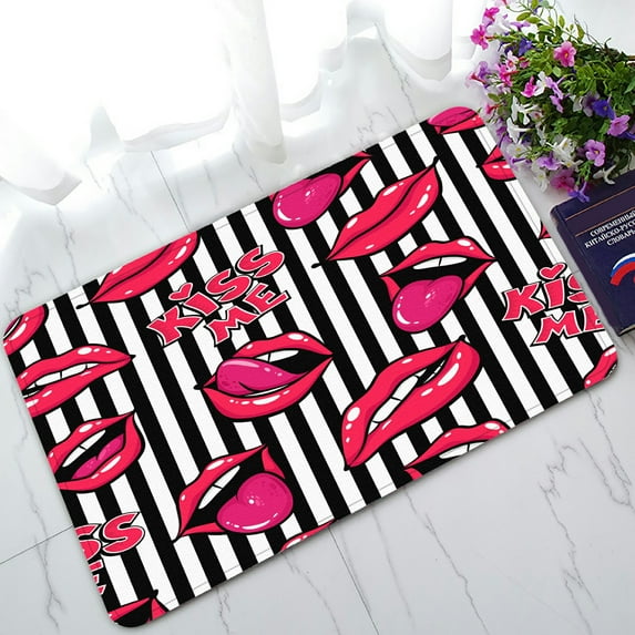 ABPHQTO Lips Mouth Kiss Smile Tongue Teeth Doormat Entrance Rug Area Rug Floor Mat Home Decor 30x18 Inch