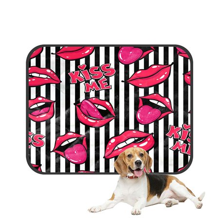 ABPHQTO Lips Mouth Kiss Smile Tongue Teeth Pet Dog Cat Bed Pee Pads Mat Cushion Potty Dogsblankets Crate Bed Kennel 36x48 inch