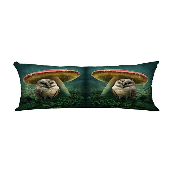 ABPHQTO Little Owl Sitting Under Mushroom Body Pillow Covers Pillow Case Protector Pillowcase 20x60 Inch