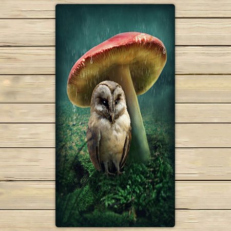 ABPHQTO Little Owl Sitting Under Mushroom Towels,Beach Bath Pool Sprot Travel Hand Spa Towel 30x56 Inch