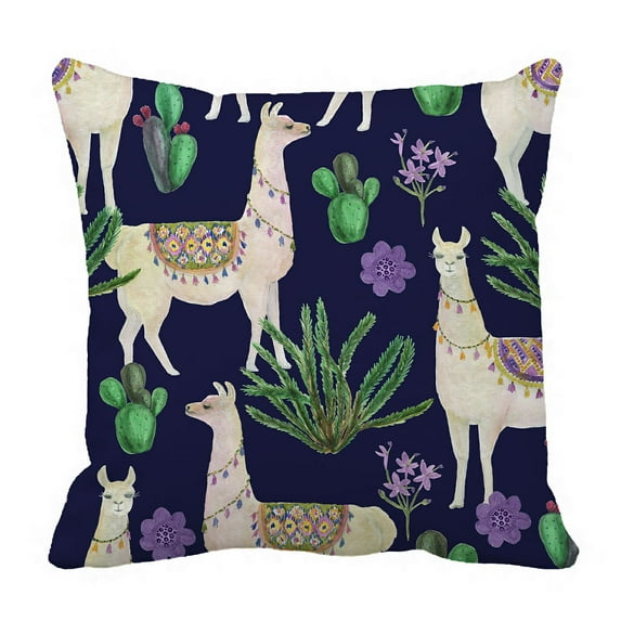 ABPHQTO Llamas And Cacti Flowers Pillow Case Pillow Cover Pillow Protector Two Sides For Couch Bed 20x20 Inch