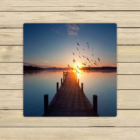 ABPHQTO Long Pier Leading Lake Sunrise Towels Beach Bath Pool Sprot Travel Hand Spa Towel 13x13 Inch