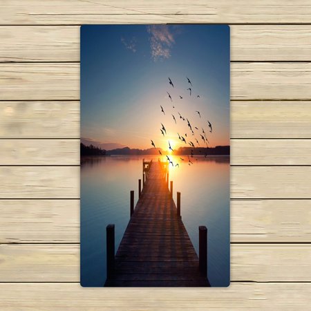 ABPHQTO Long Pier Leading Lake Sunrise Towels Beach Bath Pool Sprot Travel Hand Spa Towel 16x28 Inch