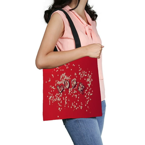 ABPHQTO Love Concept With Letters Love Sweethearts Canvas Bag Reusable Tote Grocery Shopping Bags Tote Bag 14x16 inch