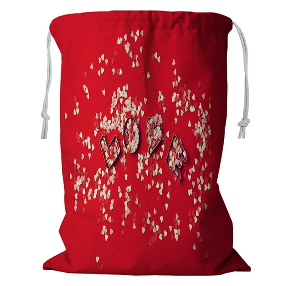 ABPHQTO Love Concept With Letters Love Sweethearts Storage Basket Laundry Bag with Drawstring 18x24 Inch