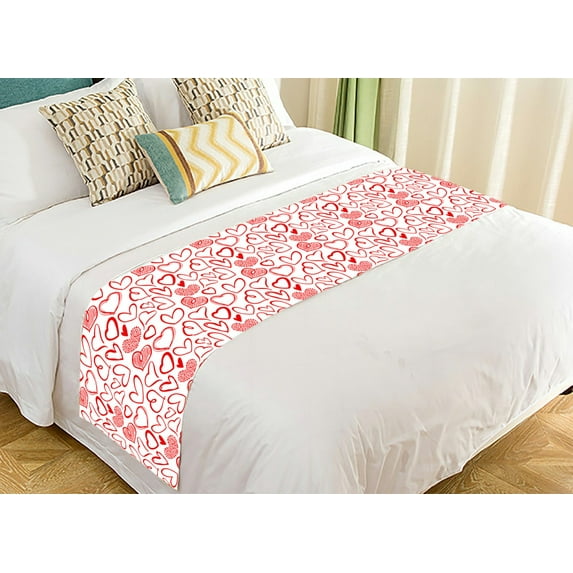 ABPHQTO Love Heart Sketch Hearts Bed Runner Bedding Scarf Bed Decoration 20x95 inch