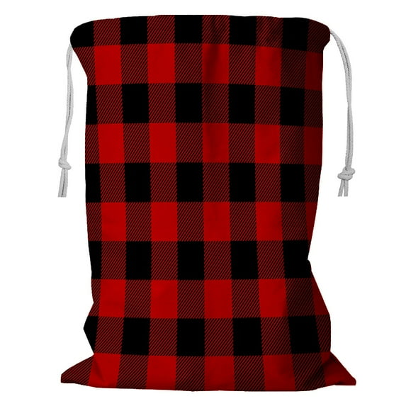 ABPHQTO Lumberjack Pattern Moving Black And Red Cells Storage Basket Laundry Bag with Drawstring 18x24 Inch