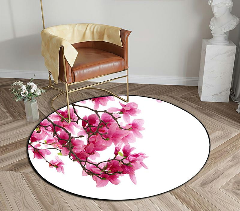 ABPHQTO Magnolia Clusters Isolated On White Round Area Rugs Diameter 3 ...