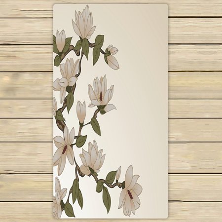 ABPHQTO Magnolia Flowers Branch Towels,Beach Bath Pool Sprot Travel Hand Spa Towel 30x56 Inch