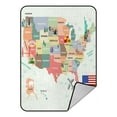 thumbnail image 1 of ABPHQTO Map Of The United States Of America With Famous Attractions Fleece Blanket Fleece Back Throw Blanket 58x80 Inch, 1 of 1