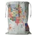 thumbnail image 1 of ABPHQTO Map Of The United States Of America With Famous Attractions Storage Basket Laundry Bag with Drawstring 18x24 Inch, 1 of 3