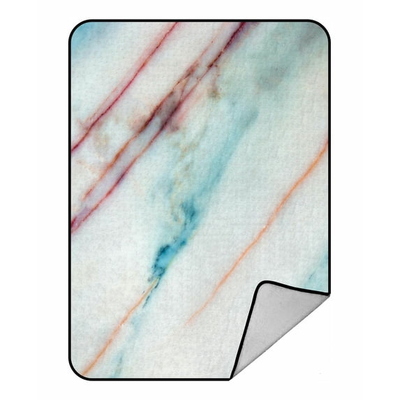 ABPHQTO Marble Texture Floor Stone Red Blue Stone Fleece Blanket Fleece Back Throw Blanket 58x80 Inch