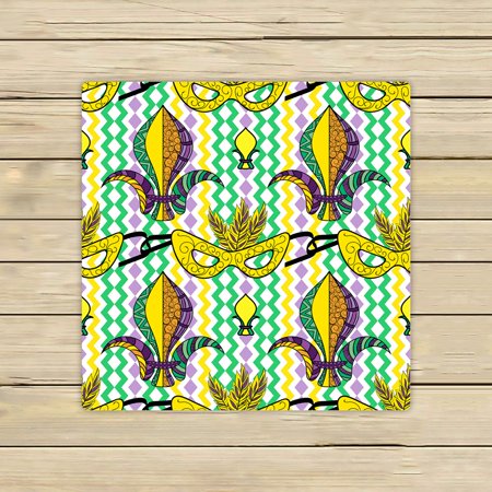 ABPHQTO Mardi Gras Colorful Carnival Mask Fleur De Lis Towels Beach Bath Pool Sprot Travel Hand Spa Towel 13x13 Inch