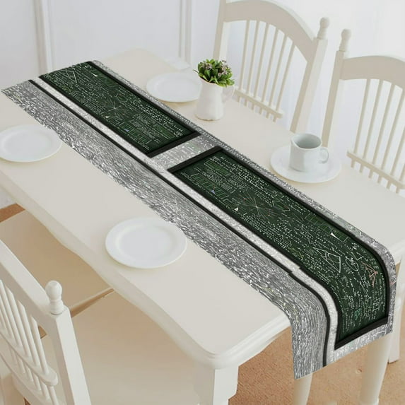 ABPHQTO Maths Formula On Chalkboard In Classroom Table Runner Placemat Tablecloth For Home Decor 14x72 Inch
